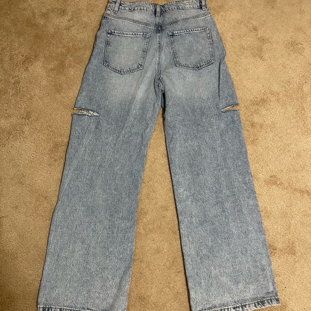 Wide leg blue jeans